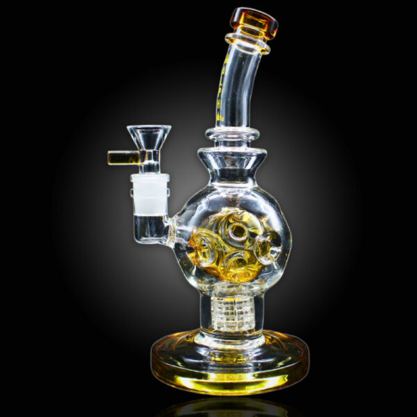ALPHA GLASS BEAKER 8'' ALPHA BALL EGG KLEIN RECYCLER WATER PIPE - GOLD