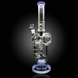 ALPHA GLASS BEAKER 18'' ALPHA DOUBLE BARREL COIL SPRINKLE WATER PIPE - SLIME BLUE