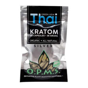 O.P.M.S. SILVER KRATOM CAPSULES 60CT / 36G / 1.27OZ - THAI GREEN VEIN