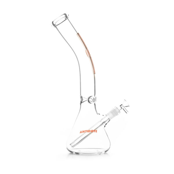 ANTIDOTE GLASS 17'' BENT NECK BEAKER-RED LABEL