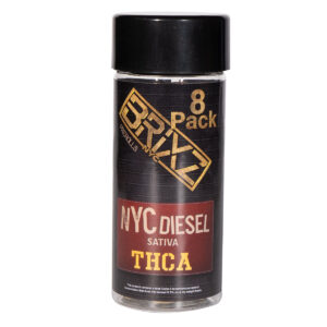 BRIXZ NYC THC-A PRE-ROLLS 8CT JAR BOX OF 8 - NYC DIESEL SATIVA