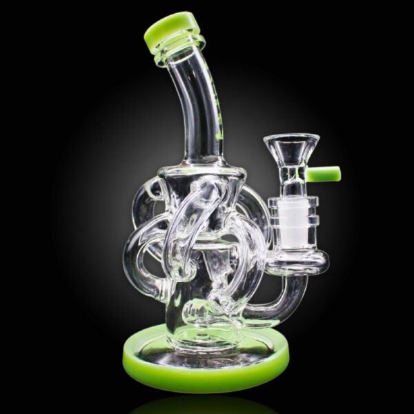 ALPHA GLASS BEAKER 7'' ALPHA SPIRAL DAB RIG WATER PIPE - LIME GREEN