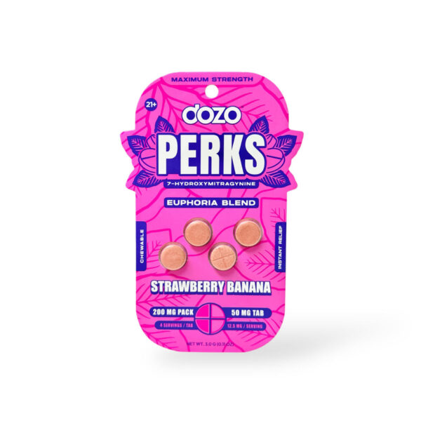 DOZO PERKS 7-HYDROXYMITRAGYNINE TABLETS EUPHORIA BLEND 50MG 4CT -  STRAWBERRY BANANA