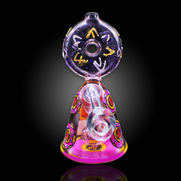 ALPHA GLASS BEAKER 6'' ALPHA DONUT SHAPED WATER PIPE - PINK