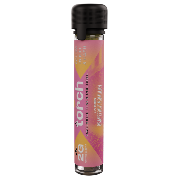 TORCH HASHHOLE PRE-ROLL 2G THC-A ROLLED IN KIEF & HASH - GRAPEFRUIT ROMULAN HYBRID BOX OF 10