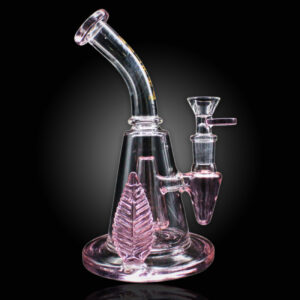 ALPHA GLASS BEAKER 8'' ALPHA PYRAMID CYLINDER W/ LEAF - PINK