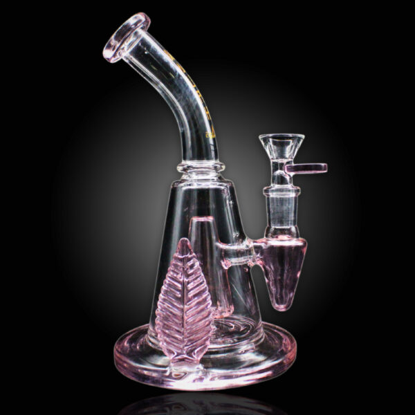 ALPHA GLASS BEAKER 8'' ALPHA PYRAMID CYLINDER W/ LEAF - PINK