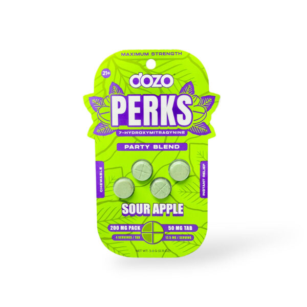 DOZO PERKS 7-HYDROXYMITRAGYNINE TABLETS PARTY BLEND 50MG 4CT -  SOUR APPLE