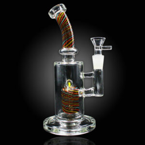 ALPHA GLASS BEAKER 9'' ALPHA SHOWERHEAD SPIRAL WATER PIPE - DARK RAINBOW