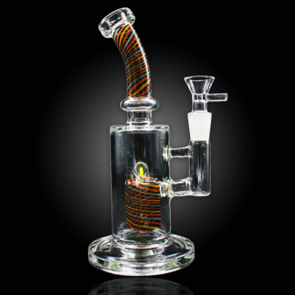 ALPHA GLASS BEAKER 9'' ALPHA SHOWERHEAD SPIRAL WATER PIPE - DARK RAINBOW