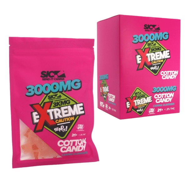 SIC SEND IT CANNA GUMMIES EXTREME 3000MG BOX OF 5 - COTTON CANDY