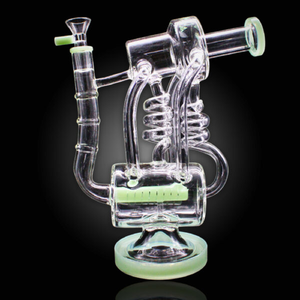 ALPHA GLASS BEAKER 10'' ALPHA ECOSCOPE RIG PERC WATER PIPE - GREEN CYAN