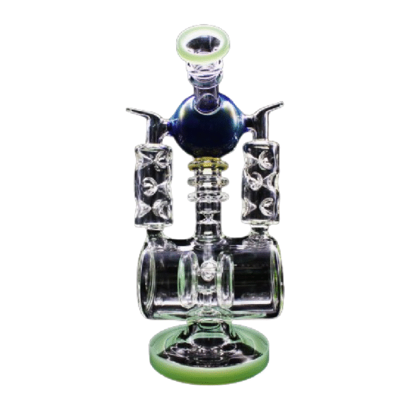 ALPHA GLASS BEAKER 12'' ALPHA ALIEN EGG W/ MEGA RECYCLER RIG WATER PIPE - GREEN C