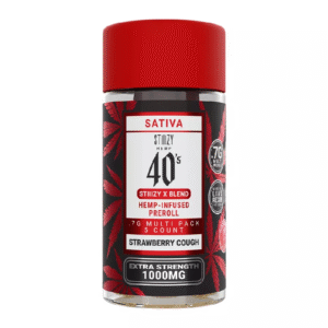 STIIIZY HEMP 40’S PRE ROLLS JAR BOX OF 10 - STRAWBERRY COUGH SATIVA