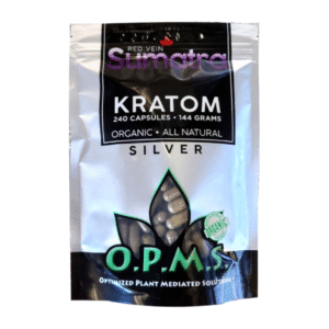 O.P.M.S. SILVER KRATOM CAPSULES 240CT / 144G / 5.08OZ - SUMATRA RED VEIN