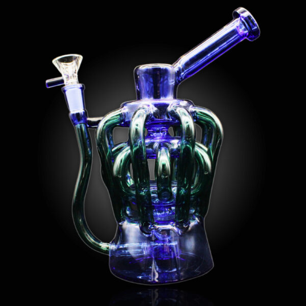 ALPHA GLASS BEAKER 9'' ALPHA BALLO SPHERE RECYCLER WATER PIPE - BLUE