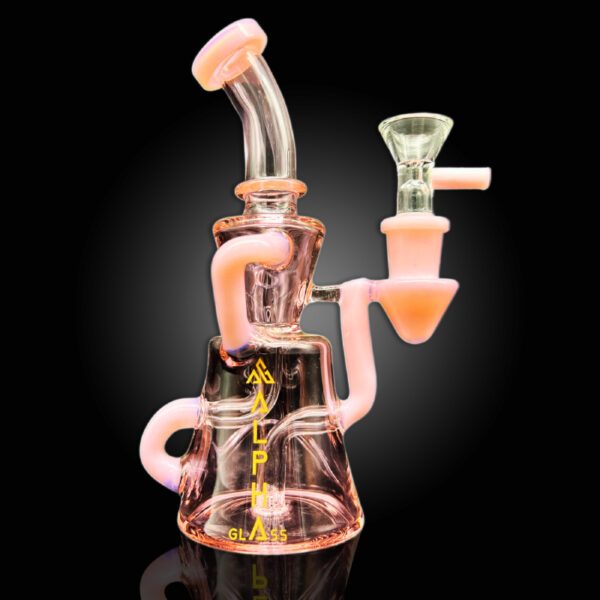 ALPHA GLASS BEAKER 7'' ALPHA SHOWER HEAD DUO RECYCLER WATER PIPE - PINK