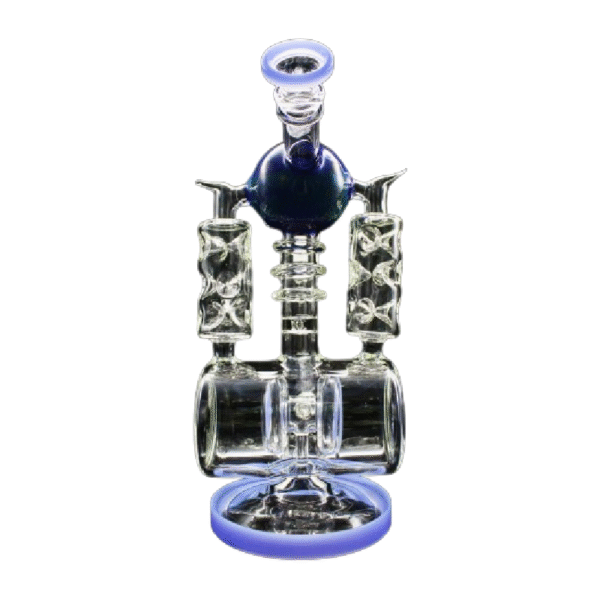 ALPHA GLASS BEAKER 12'' ALPHA ALIEN EGG W/ MEGA RECYCLER RIG WATER PIPE - SLIME BLUE