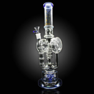 ALPHA GLASS BEAKER 18'' ALPHA DOUBLE BARREL COIL SPRINKLE WATER PIPE - DARK BLUE