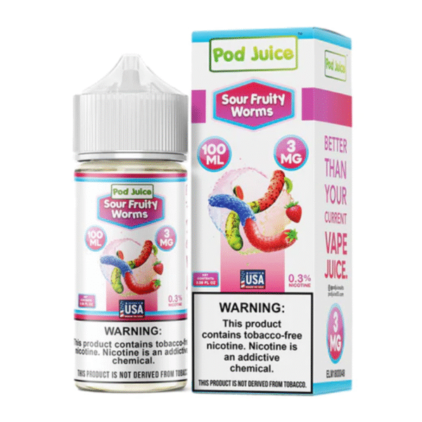 POD JUICE 100ML 0MG - SOUR FRUITY WORMS