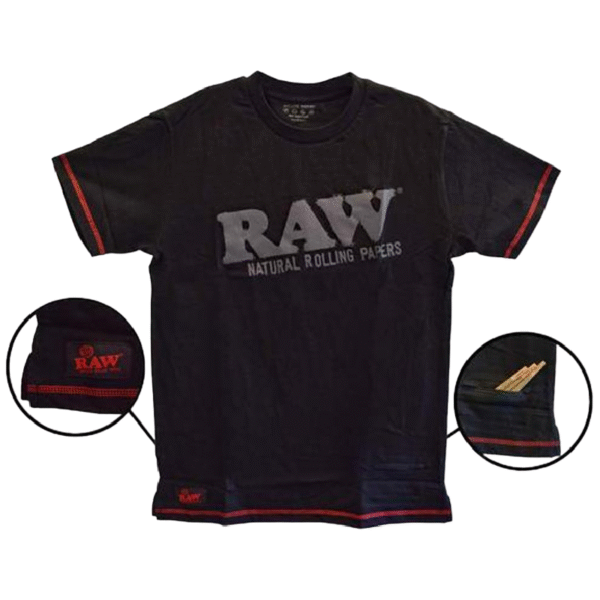 RAW CORE COTTON SHIRT WITH ZIPPER POCKET - BLACK LARGE