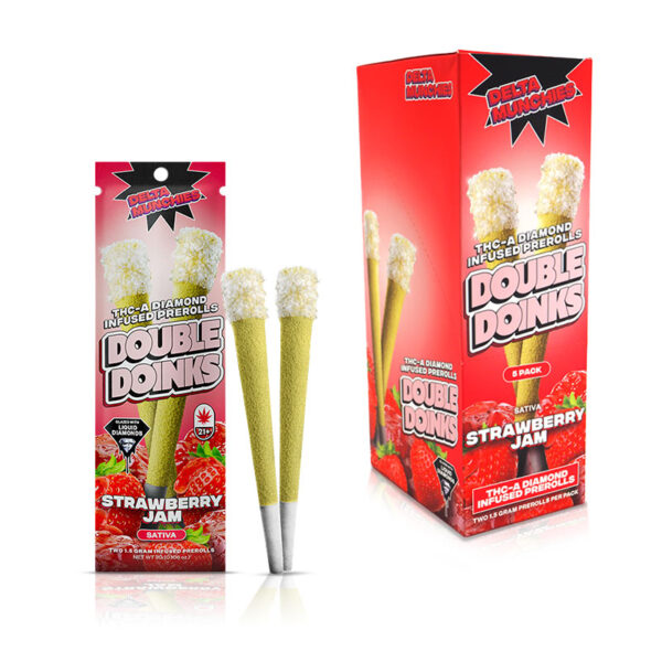 DELTA MUNCHIES DOUBLE DOINKS BOX OF 5 - STRAWBERRY JAM SATIVA