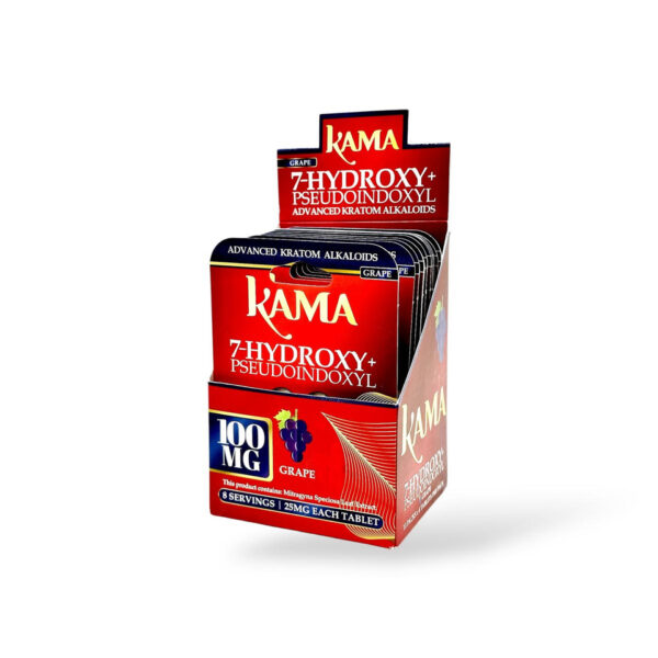 KAMA ADVANCED KRATOM ALKALOIDS - 7-HYDROXY+PSEUDOINDOXYL TABLETS 25MG 4CT - GRAPE