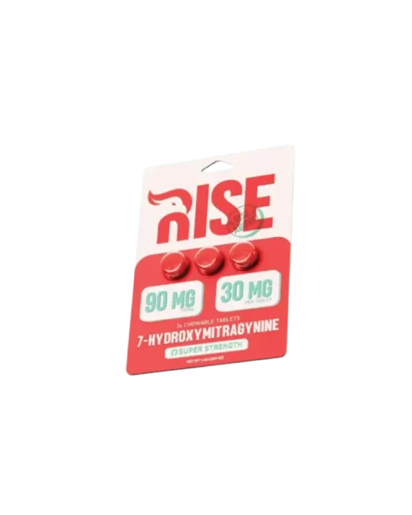 RISE 7-HYDROXYMITRAGYNINE SUPER STRENGTH CHEWABLE TABLET 30MG 3CT - UNFLAVORED BOX OF 5