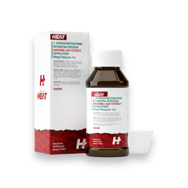 STRAIGHT HEAT 7-HYDROXYMITRAGYNINE KRATOM EXTRACT SIPPIN SYRUP 60MG 4OZ - CHERRY