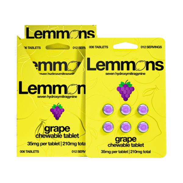 EXODUS LEMMONS 7-HYDROXYMITRAGYNINE CHEWABLE TABLETS 35MG 6CT - GRAPE