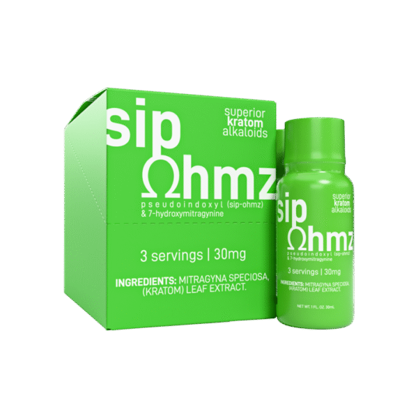 EXODUS SIP OHMZ SUPERIOR KRATOM ALKALOIDS PSEUDOINDOXYL & 7-HYDROXYMITRAGYNINE SHOTS 30ML 30MG - MINT