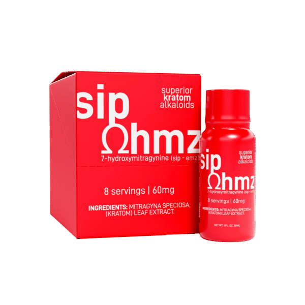 EXODUS SIP OHMZ SUPERIOR KRATOM ALKALOIDS 7-HYDROXYMITRAGYNINE SHOTS 30ML 60MG - STRAWBERRY
