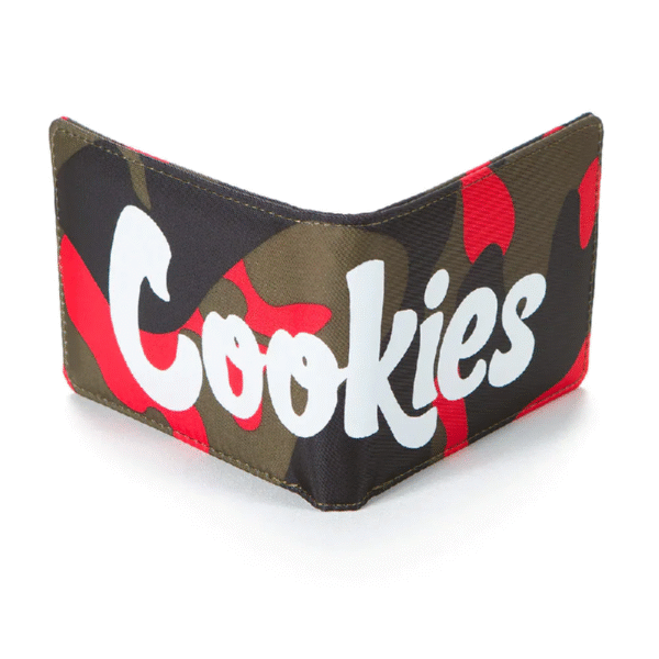 COOKIES NYLON LEATHER BILLFOLD WALLET - RED CAMO