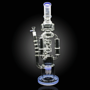 ALPHA GLASS BEAKER 20'' ALPHA TRIPLE HONEY COMB ARM DRILL PERC WATER PIPE - SLIME BLUE