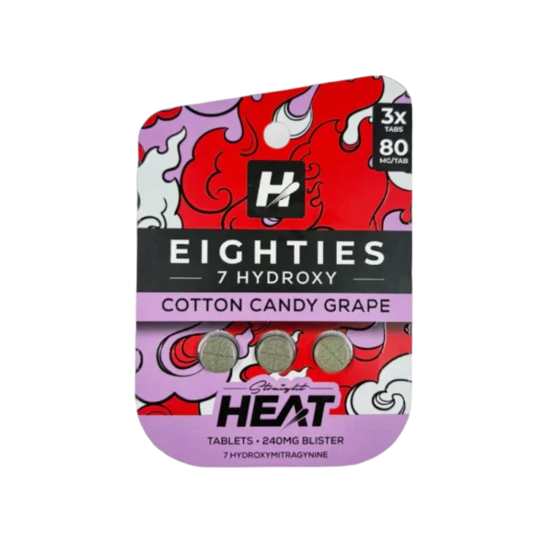 STRAIGHT HEAT EIGHTIES 7-HYDROXY TABLETS 80MG 3CT - COTTON CANDY GRAPE