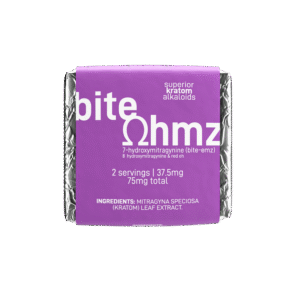 EXODUS BITE OHMZ SUPERIOR KRATOM ALKALOIDS 7-HYDROXYMITRAGYNINE 8-HYDROXYMITRAGYNINE & RED OH 75MG 1CT - PURPLE SQUARES