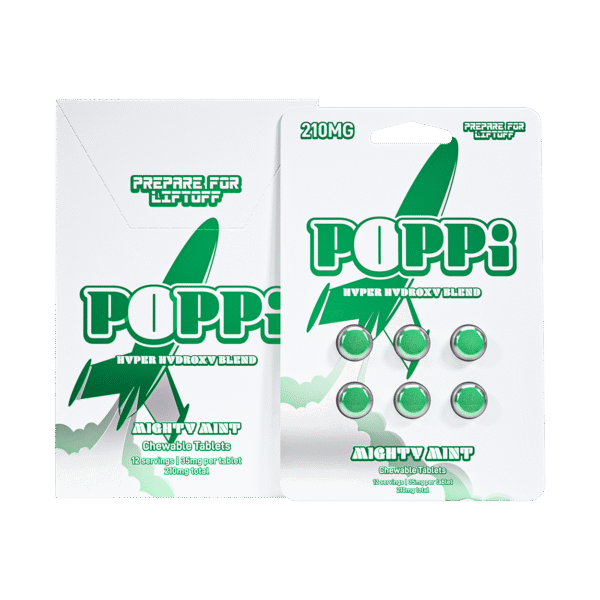 EXODUS POPPI HYPER HYDROXY BLEND CHEWABLE TABLETS 35MG 6CT - MIGHTY MINT