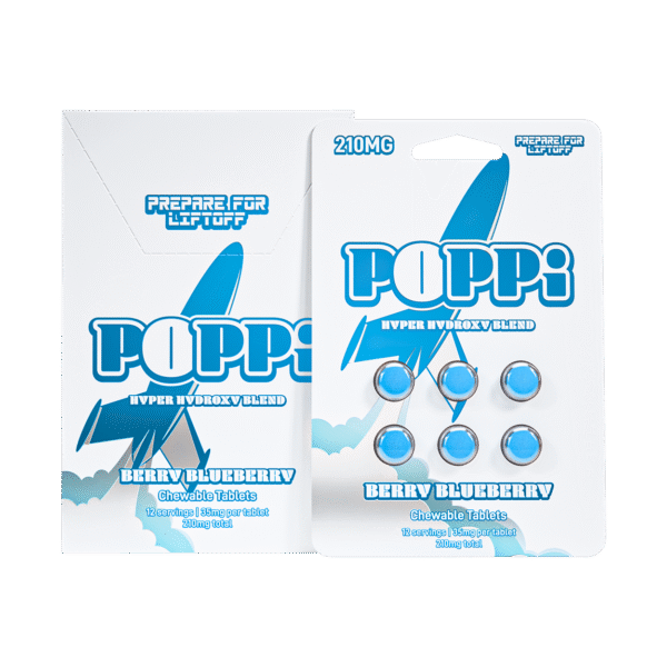 EXODUS POPPI HYPER HYDROXY BLEND CHEWABLE TABLETS 35MG 6CT - BERRY BLUEBERRY