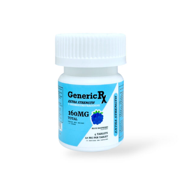 GENERIC RX 7-HYDROXYMITRAGYNINE KRATOM EXTRA STRENGTH TABLETS BOTTLE 40MG 4CT - BLUE RASPBERRY