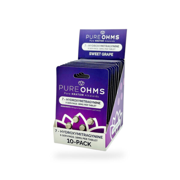 PURE OHMS PURE KRATOM ALKALOIDS 7-HYDROXYMITRAGYNINE TABLETS 18MG 4CT - SWEET GRAPE