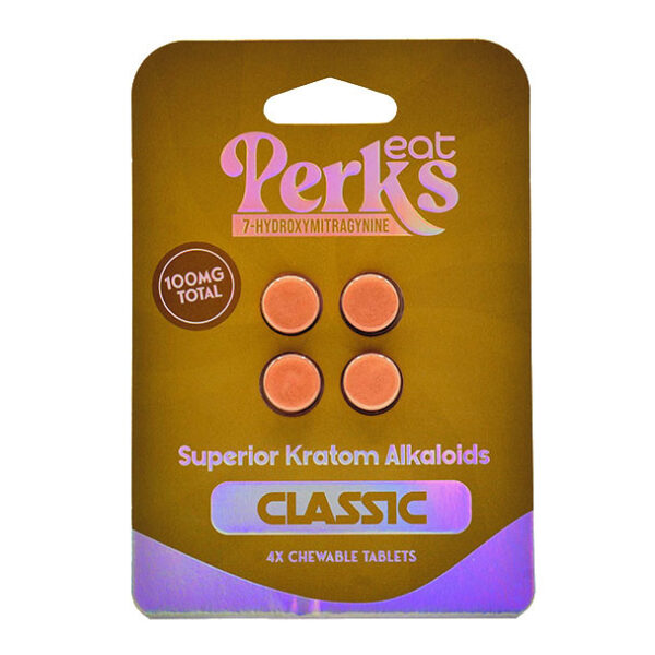EAT PERKS SUPERIOR KRATOM ALKALOIDS 7-HYDROXYMITRAGYNINE TABLETS 25MG 4CT - CLASSIC
