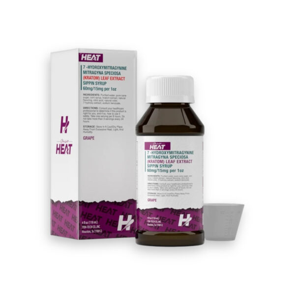 STRAIGHT HEAT 7-HYDROXYMITRAGYNINE KRATOM EXTRACT SIPPIN SYRUP 60MG 4OZ - GRAPE