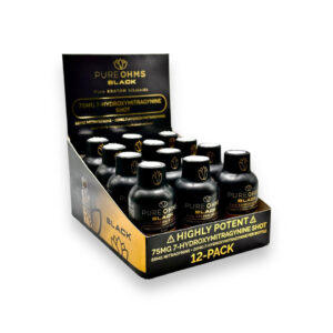 PURE OHMS BLACK PURE KRATOM ALKALOIDS 7-HYDROXYMITRAGYNINE SHOT 60ML 75MG - 55MG MIT+20MG 7-HYDROXYMITRAGYNINE