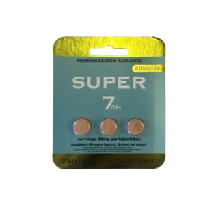 SUPER 7OH PREMIUM KRATOM ALKALOIDS 7-HYDROXYMITRAGYNINE TABLETS 20MG 3CT - UNFLAVORED