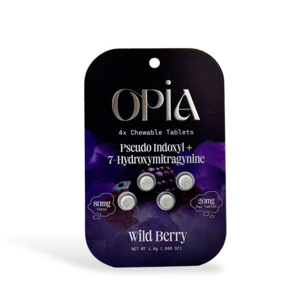 OPIA PSEUDO INDOXYL + 7-HYDROXYMITRAGYNINE CHEWABLE TABLETS 20MG 4CT - WILD BERRY