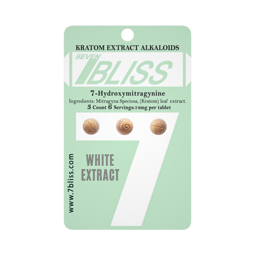 7 BLISS 7-HYDROXYMITRAGYNINE KRATOM TABLETS 14MG 3CT - WHITE EXTRACT