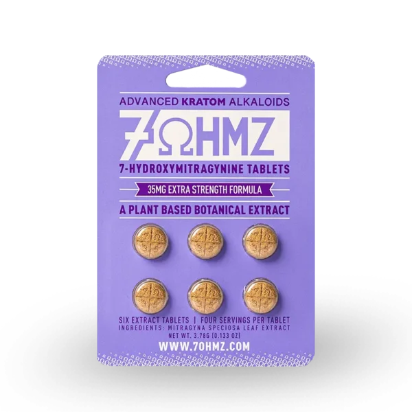 7 OHMZ ADVANCED KRATOM ALKALOIDS 7-HYDROXYMITRAGYNINE TABLETS EXTRA STRENGTH 35MG 6CT - UNFLAVORED