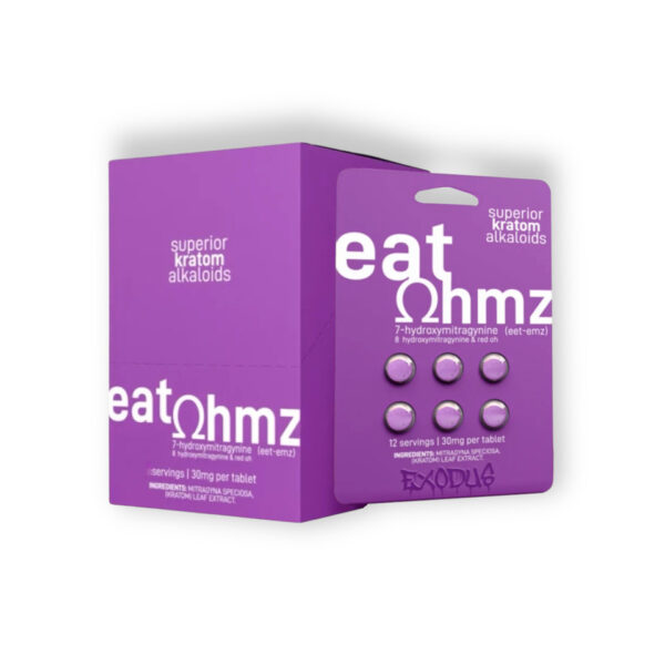 EXODUS EAT OHMZ SUPERIOR KRATOM ALKALOIDS 7-HYDROXYMITRAGYNINE 8-HYDROXYMITRAGYNINE & RED OH TABLETS 30MG 6CT - PURPLE