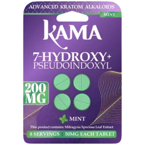 KAMA ADVANCED KRATOM ALKALOIDS 7-HYDROXYMITRAGYNINE+PSEUDOINDOXYL TABLETS 50MG 4CT - MINT