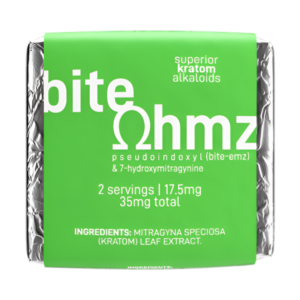 EXODUS BITE OHMZ SUPERIOR KRATOM ALKALOIDS PSEUDOINDOXYL & 7-HYDROXYMITRAGYNINE 35MG 1CT - GREEN SQUARES